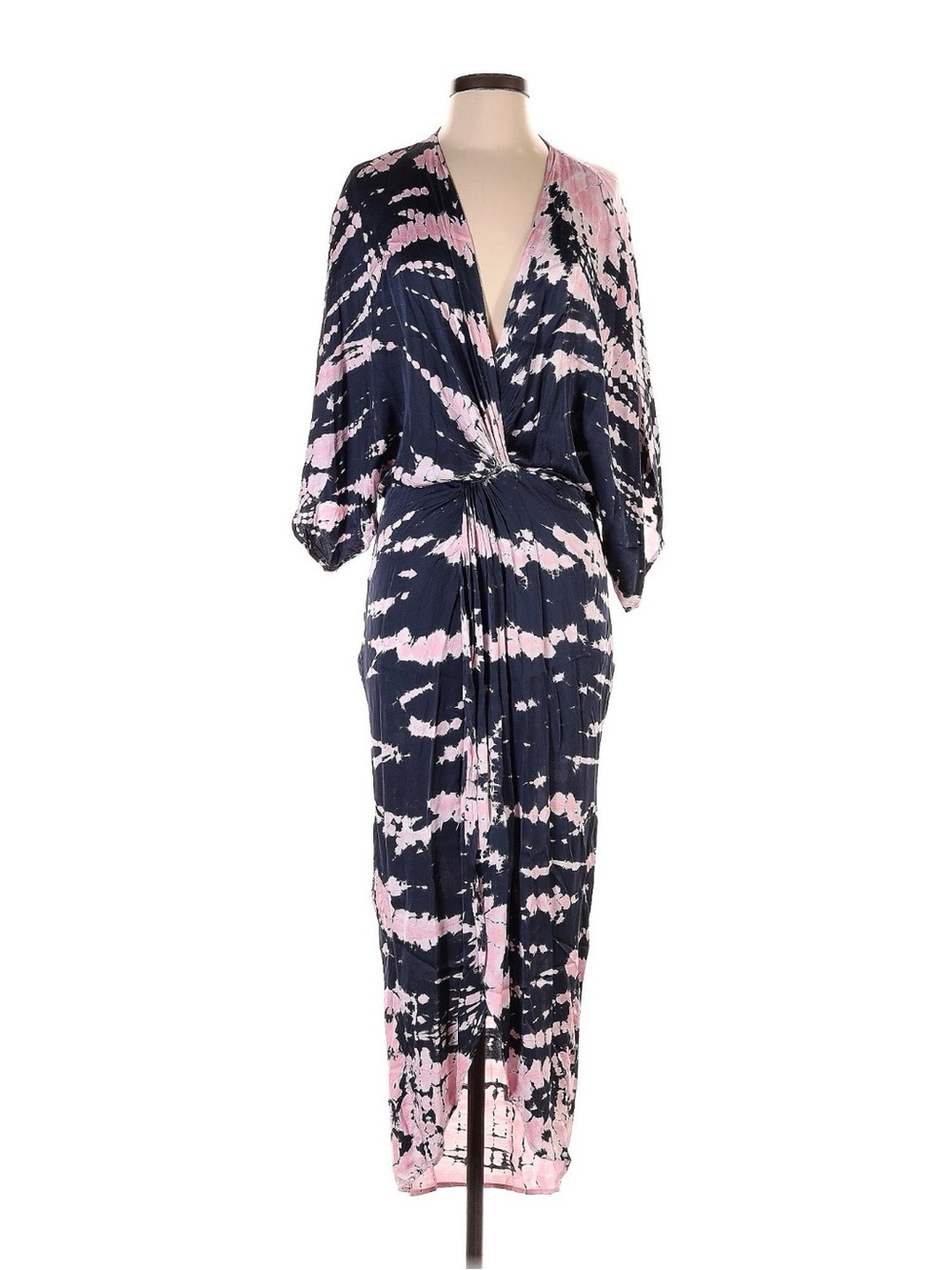Young Fabulous & Broke Pink & Navy Tie-Dye Wrap Maxi Dress